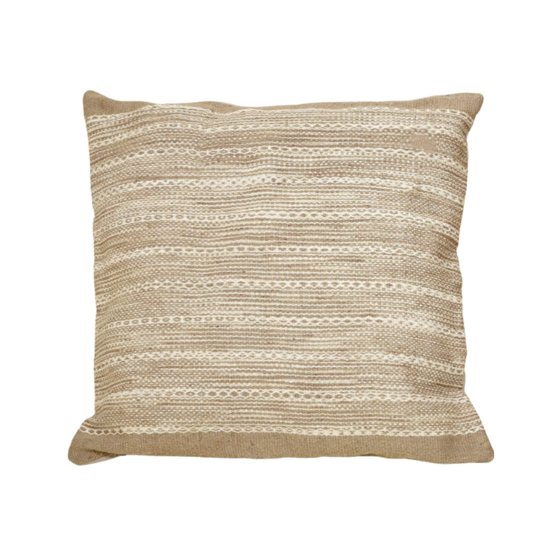 Front view of natural Aura jute cushion 80×80 cm