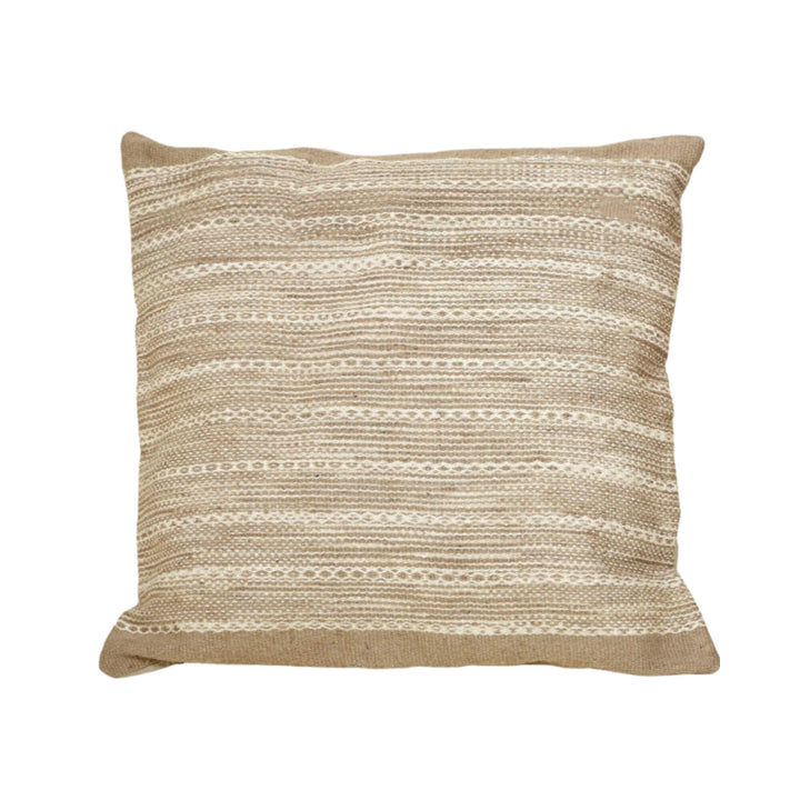 Front view of natural Aura jute cushion 80×80 cm