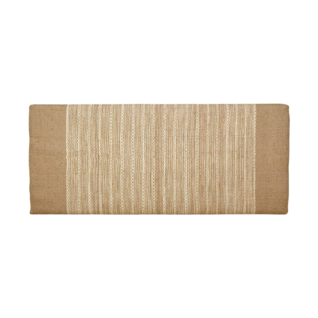 Full front view of Aura Jute Headboard with central woven jute panel and natural neutral finish.


