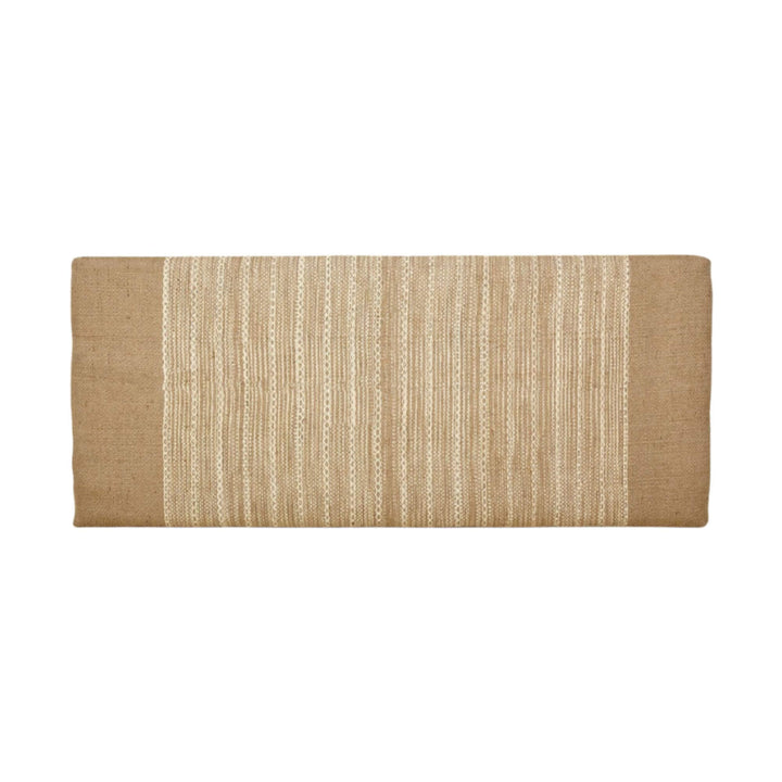 Full front view of Aura Jute Headboard with central woven jute panel and natural neutral finish.

