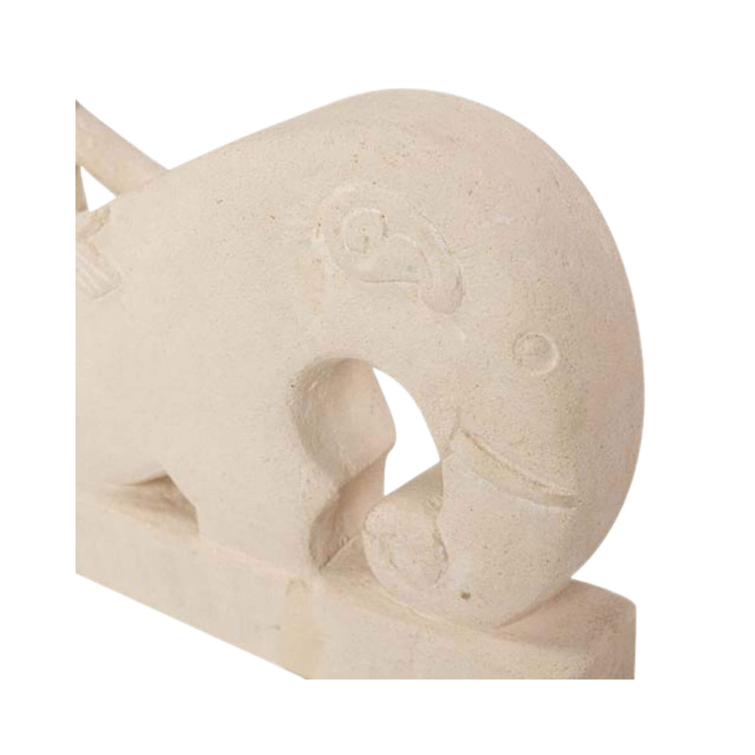 Close-up of elephant-shaped front section of sculpture