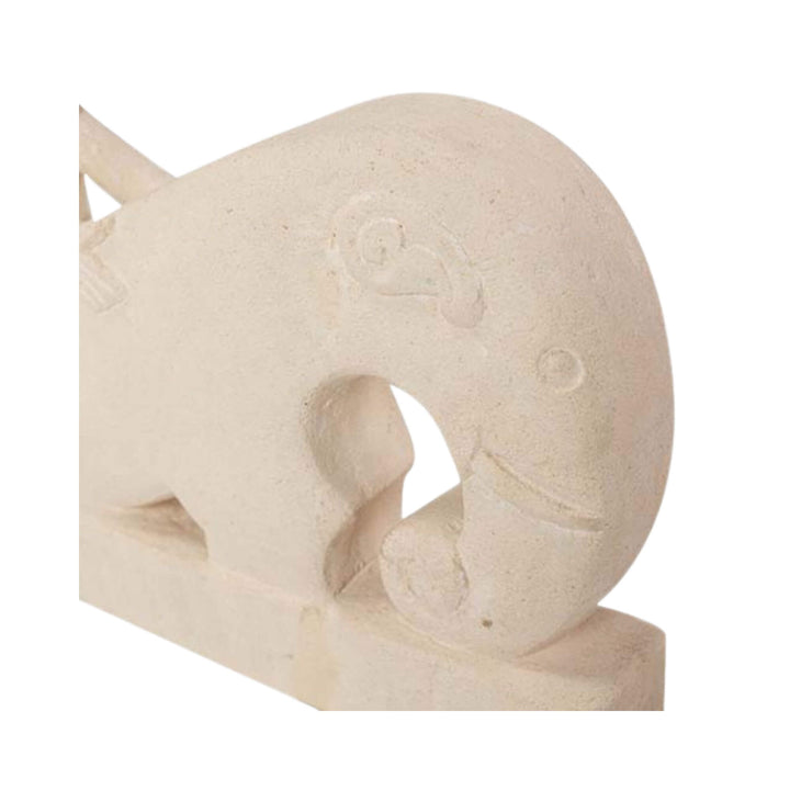 Close-up of elephant-shaped front section of sculpture