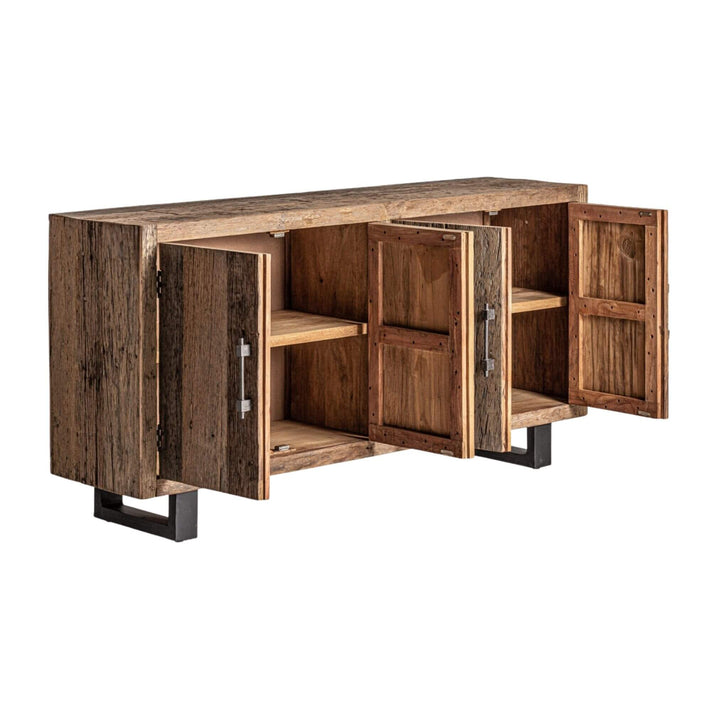 Open view of Amazonas Collection Buffet 4 Doors revealing spacious interior storage.