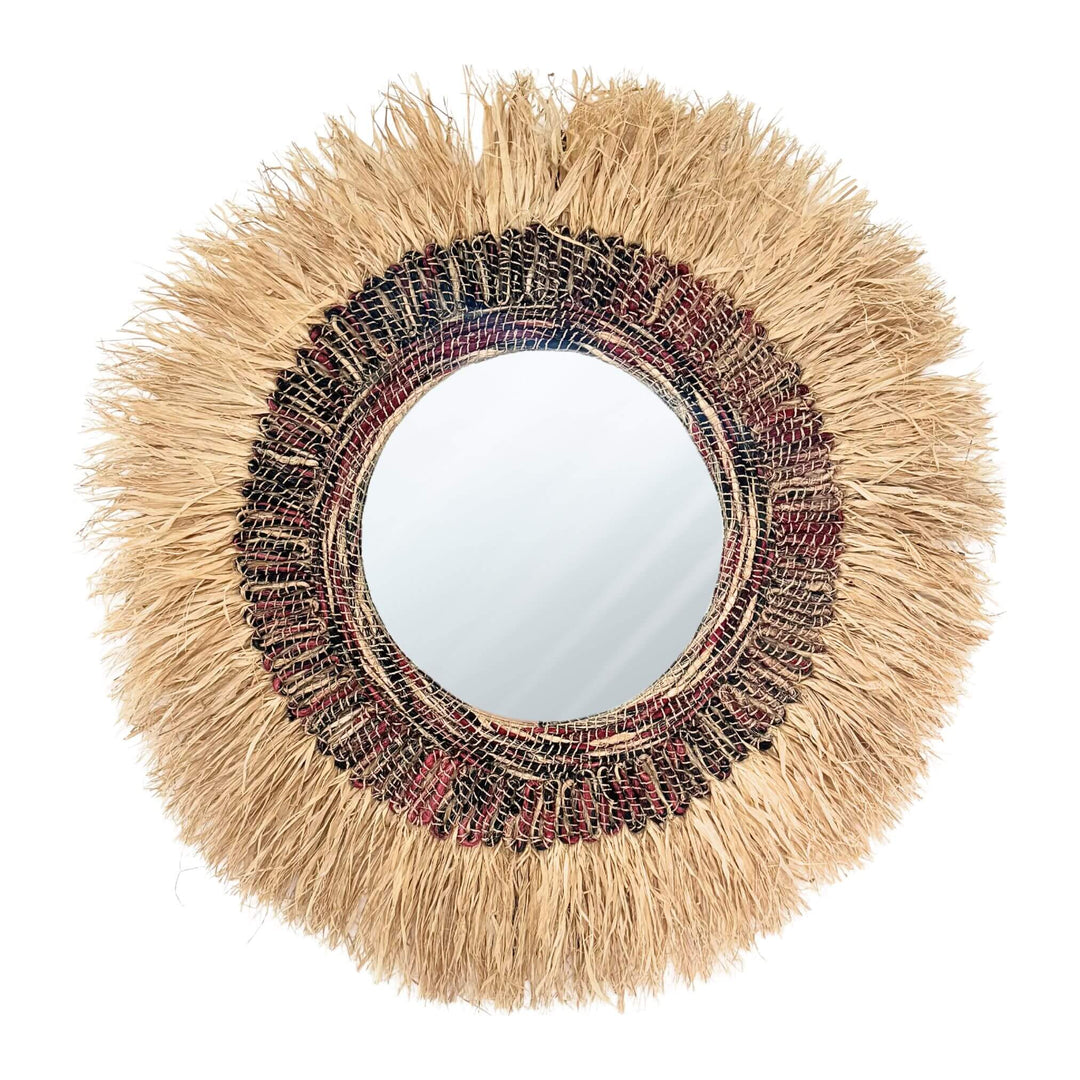 Angkasa Mirror made of abaca, sisal, and cotton with a natural fiber circular frame, 115 cm.