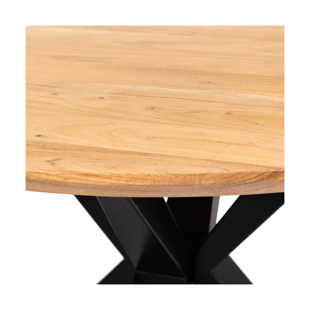 Close-up of Bahia table wood edge detail.