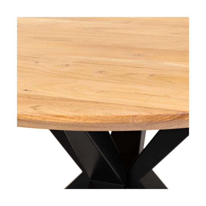 Close-up of Bahia table wood edge detail.