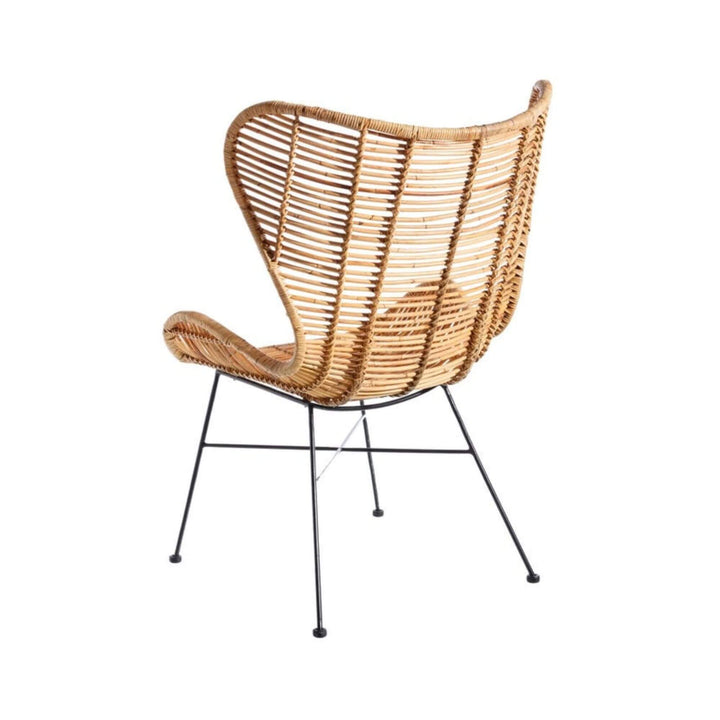 Rear angle of the Bali Rattan Lounge Chair highlighting the woven rattan structure.