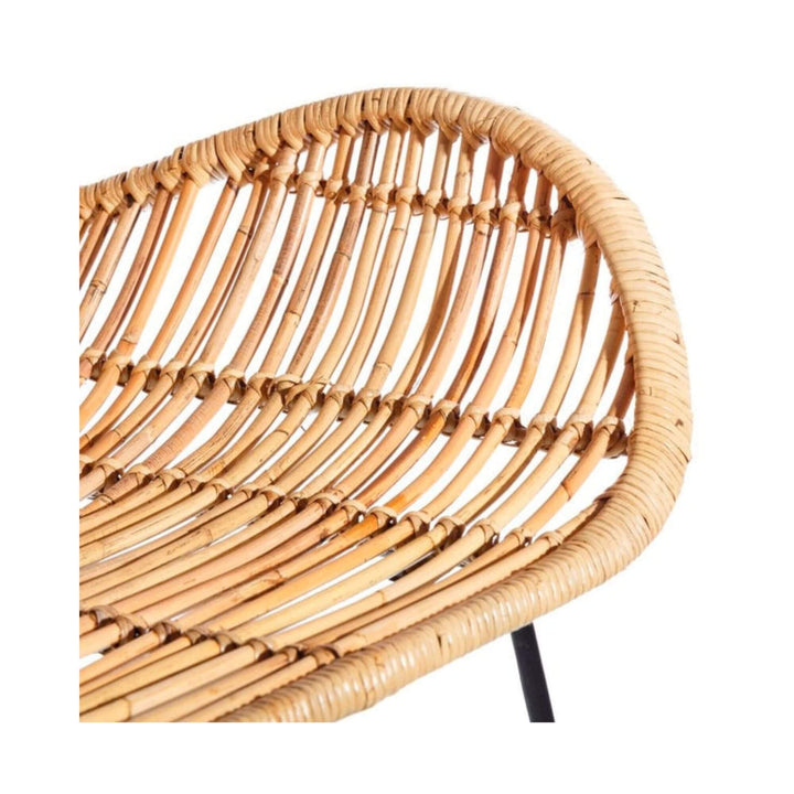 Detail of the rattan seat craftsmanship on the Bali Lounge Chair.