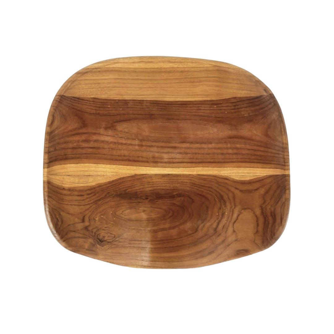 Detail view of Banana Bar Stool seat highlighting the natural teak wood grain and smooth finish.