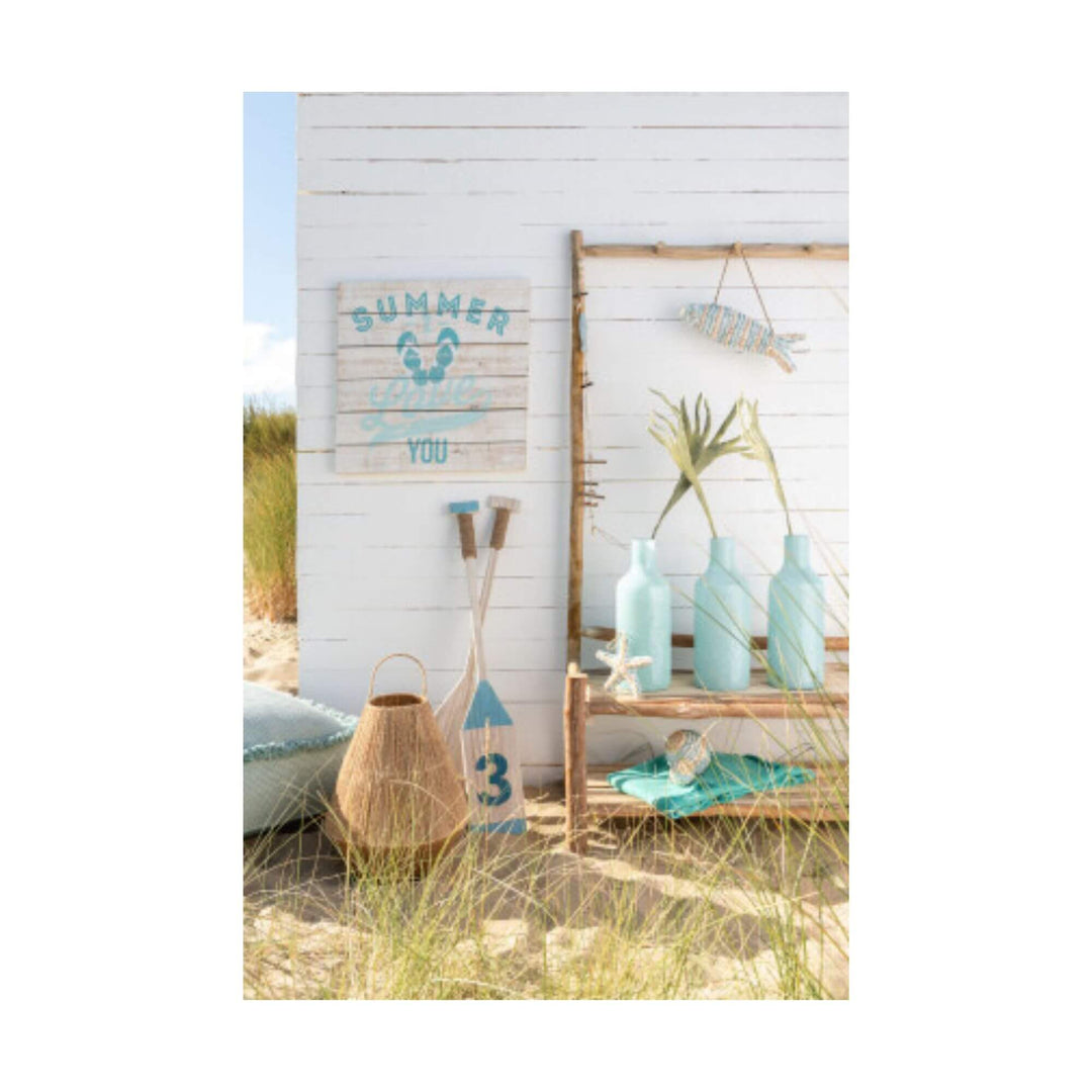 Coastal-style jute lantern with woven detailing