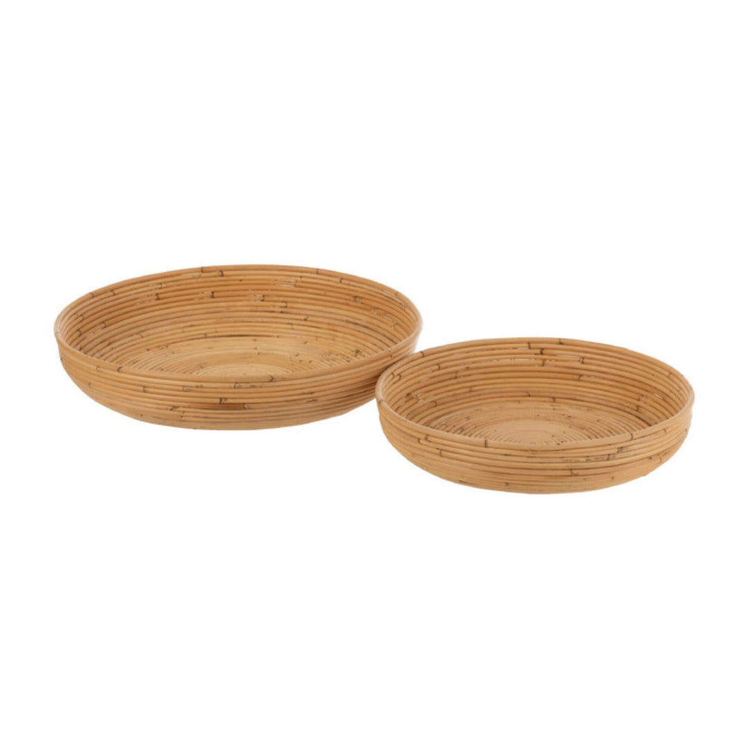 Set of two round natural bamboo Banana Plates in different sizes