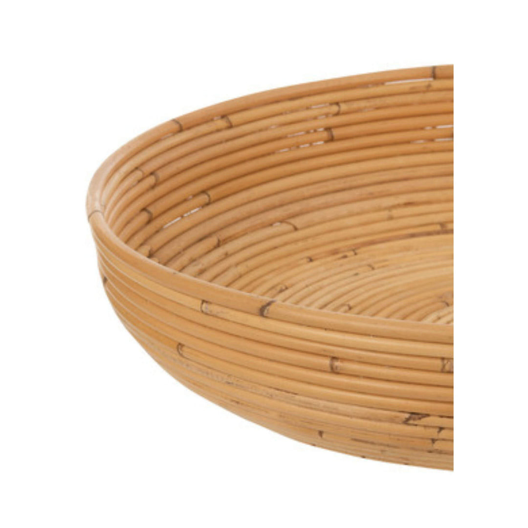 Close-up of the rim and woven bamboo texture of the Banana Plate.