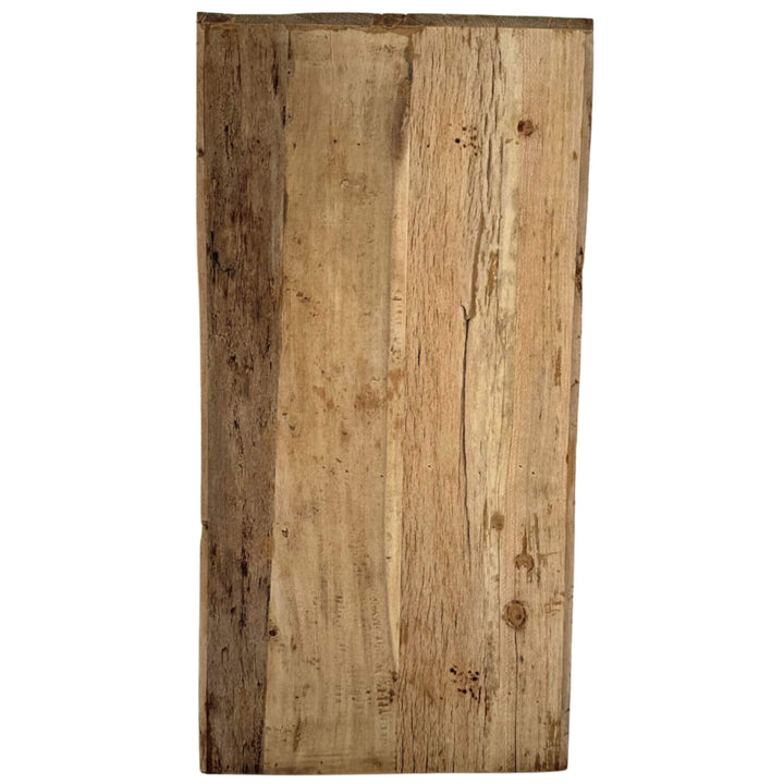 Top view of Bangka Console Table showing natural wood panels and unique grain.