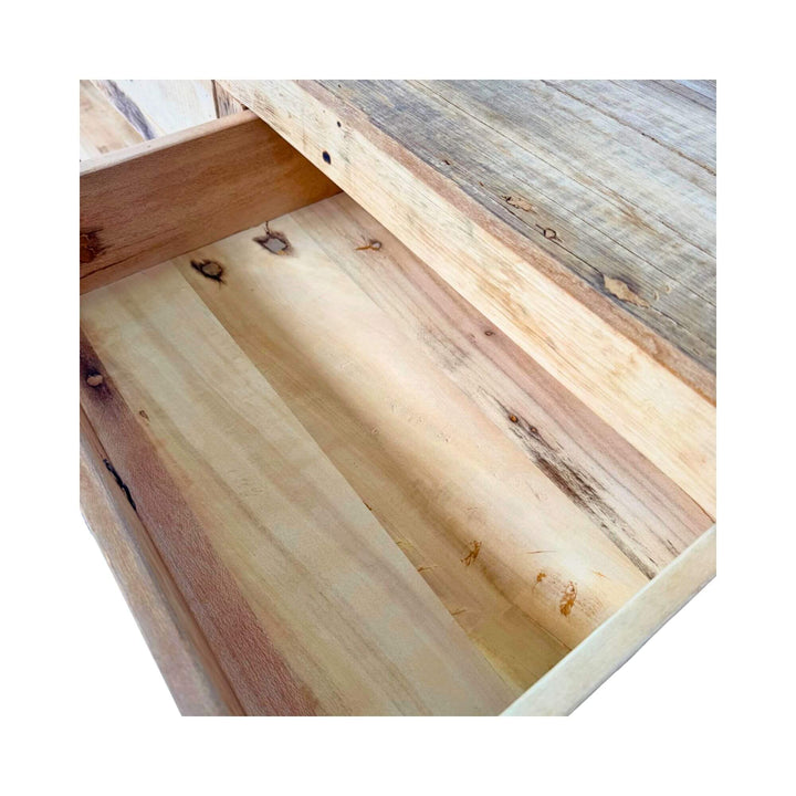 Close-up of open drawers.