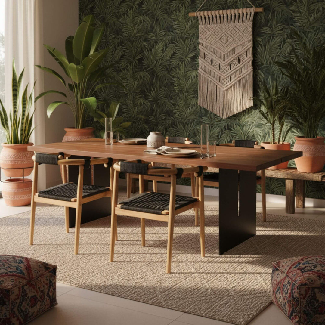 Baros dining chair styled in cozy living room