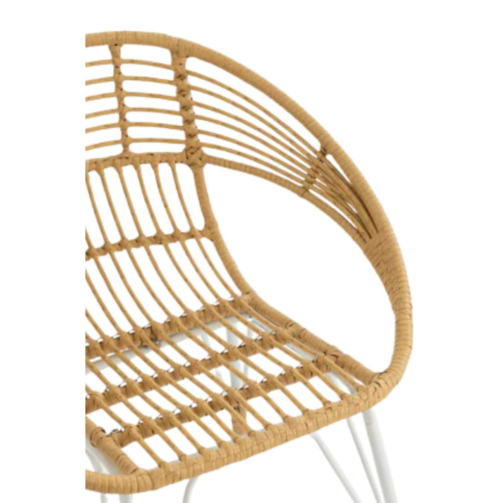 Detail of Beach Chair curved synthetic rattan backrest and seat.