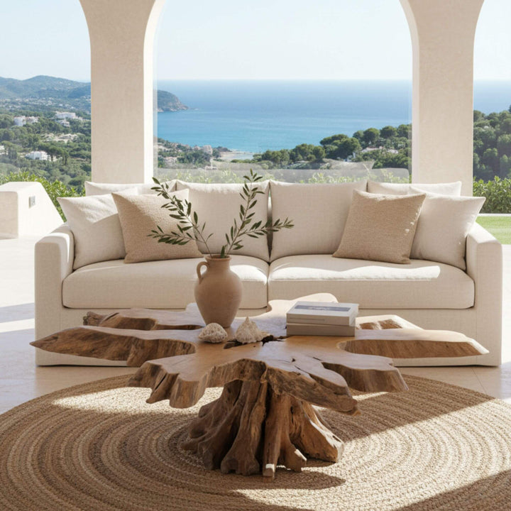 BELITUNG TEAK WOOD COFFEE TABLE styled with seaview