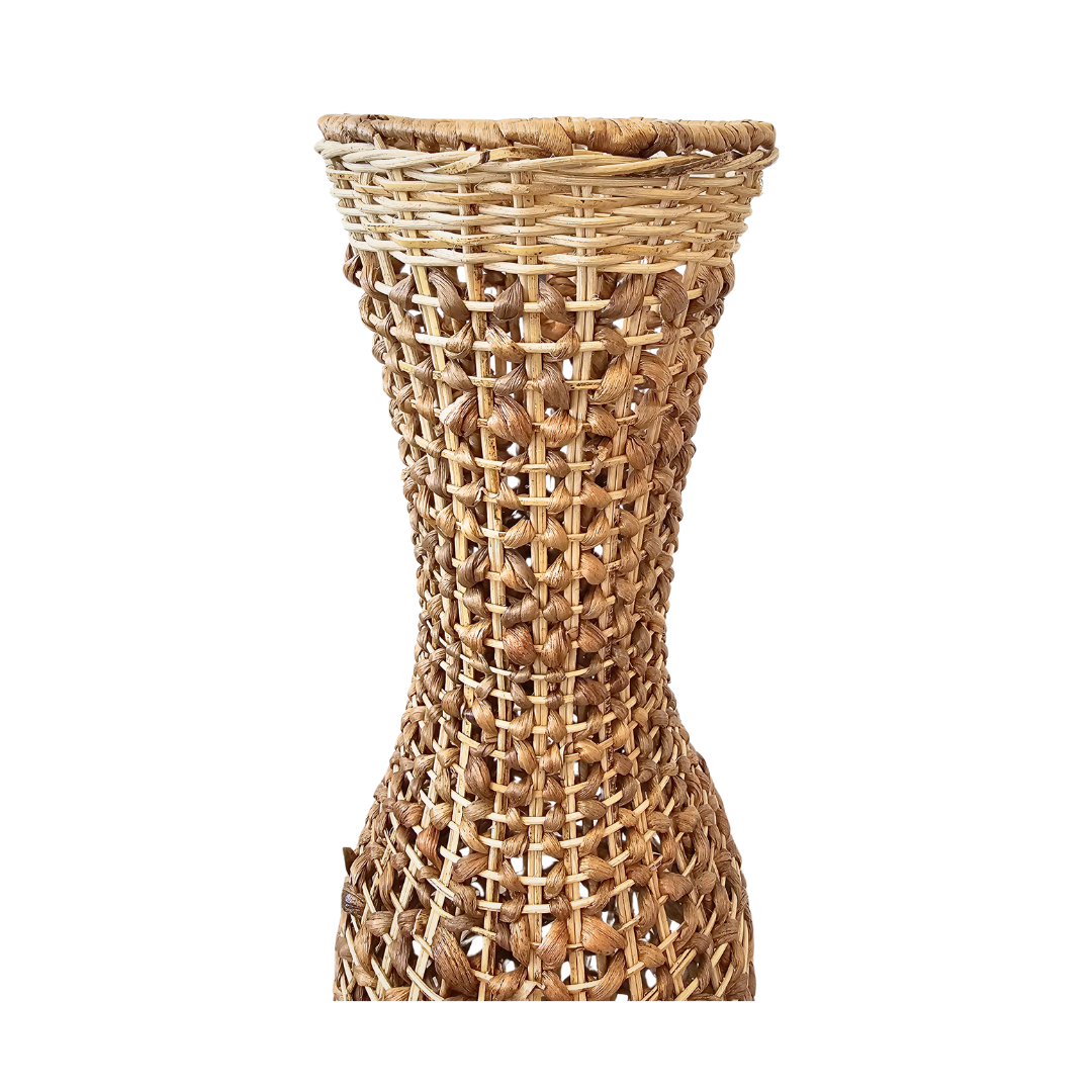 Close-up of natural rattan and banana leaf weaving