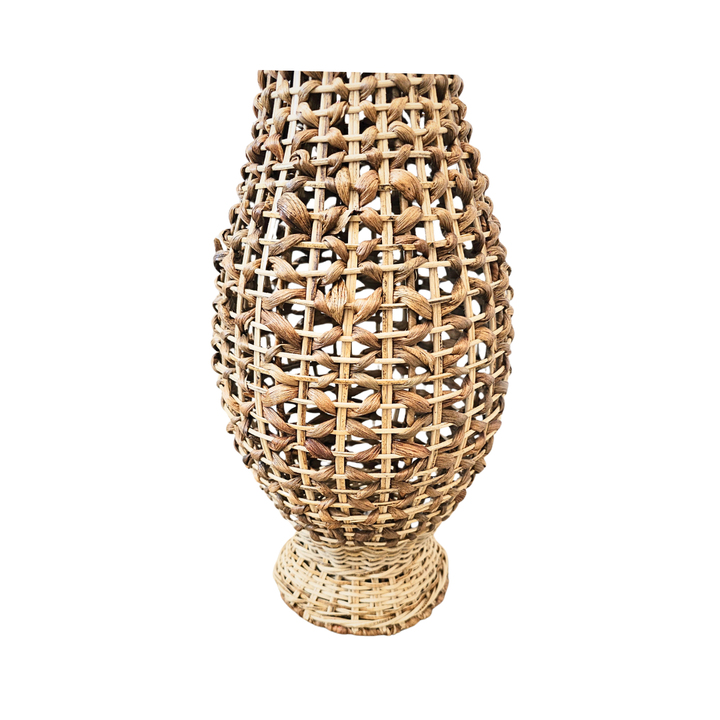 Close-up of natural rattan and banana leaf weaving