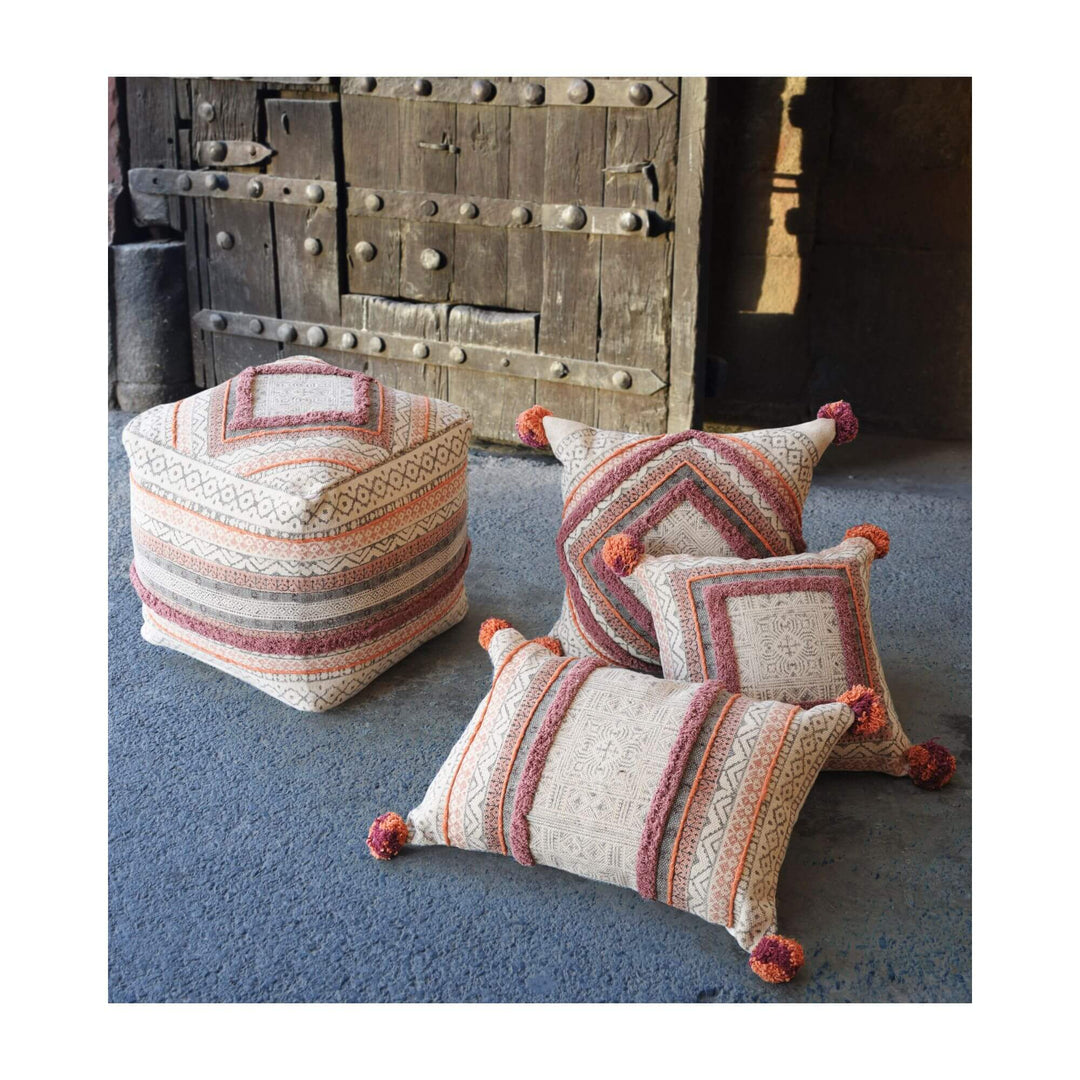 Bengala Cushion lifestyle scene with assorted patterned cotton cushions