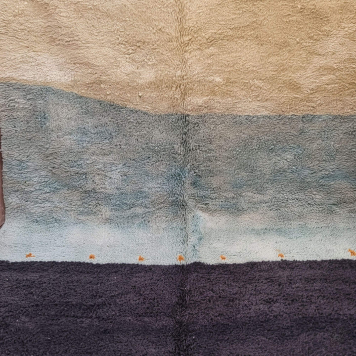 Close-up of the gradient wool texture of the Beni Ourain Rug.