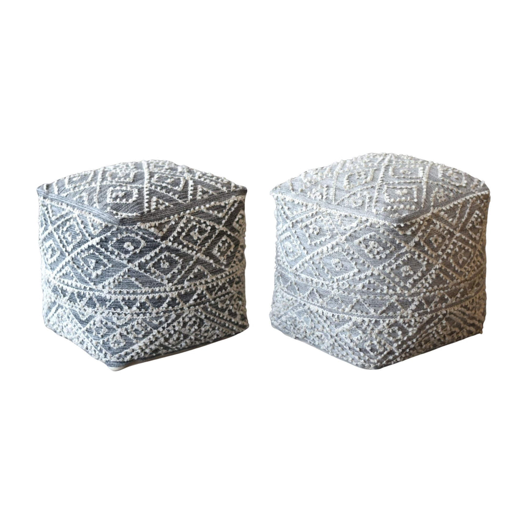 Pair of Birla Puffs in contrasting grey tones displayed together.

