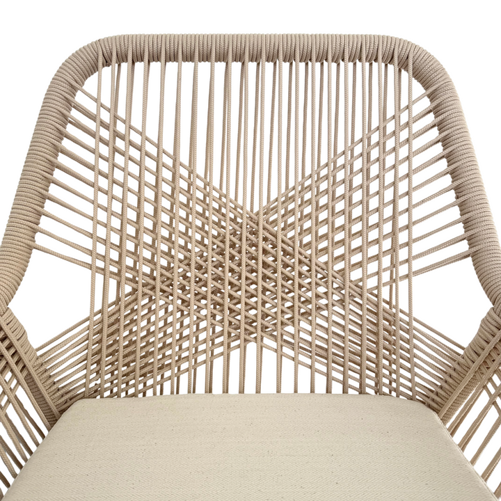 Biyadhoo Rope Dining Chair - close-up of handwoven rope backrest