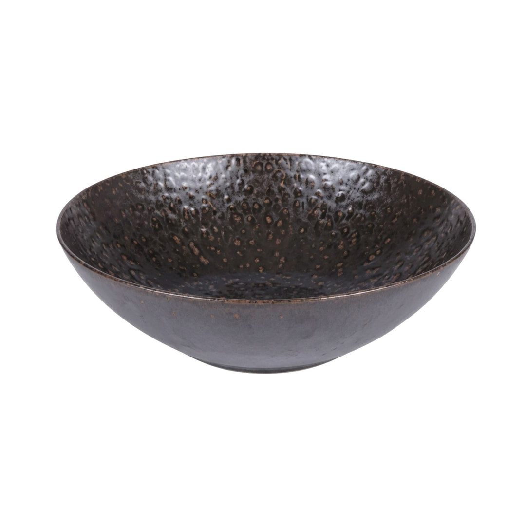 Top view of black basalt Saladier showing natural texture and matte finish.