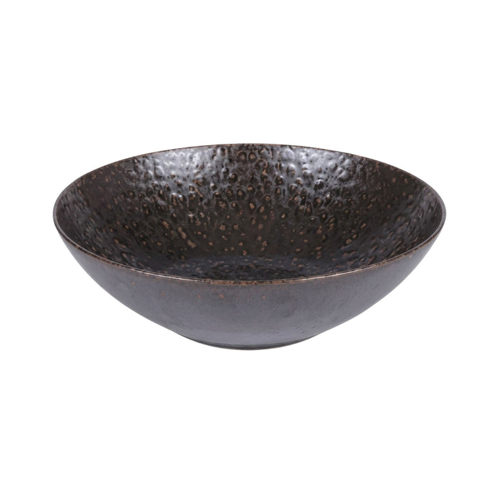 Top view of black basalt Saladier showing natural texture and matte finish.