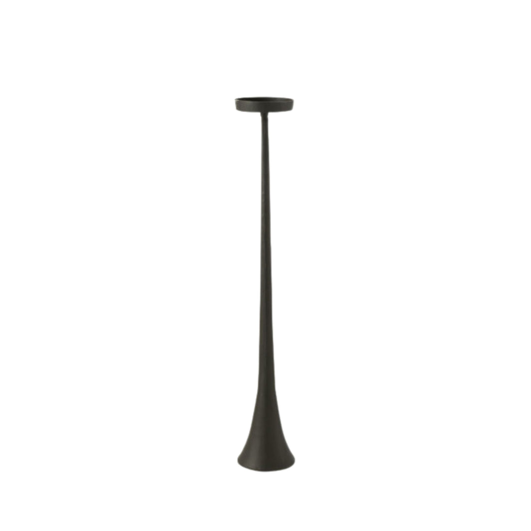 Front view of tall Black Candle Stand highlighting its elongated form and minimalist design.