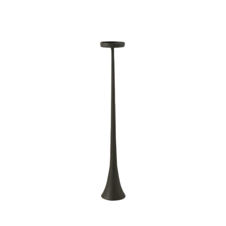 Front view of tall Black Candle Stand highlighting its elongated form and minimalist design.