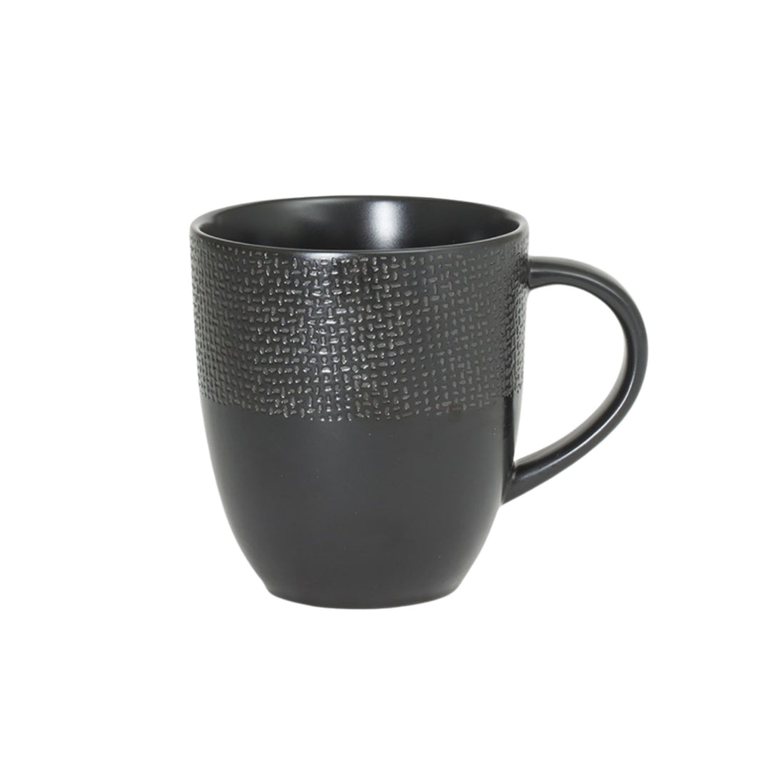 Black ceramic mug from the Vesuvio tableware series.
