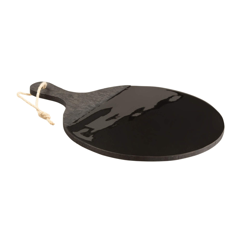 Top view of the Black Plake Round Tray showing its round shape and half-gloss design.