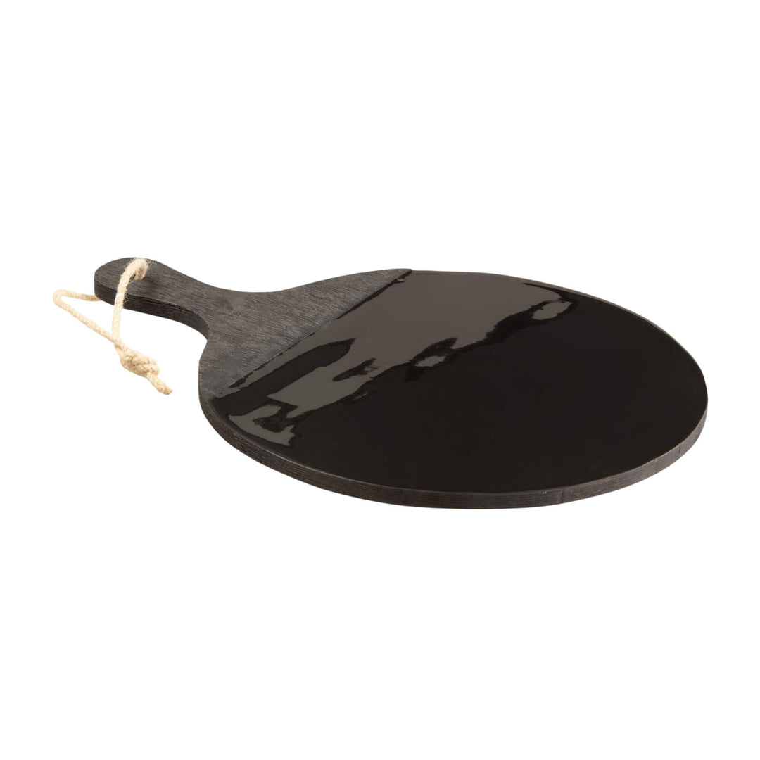 Top view of the Black Plake Round Tray showing its round shape and half-gloss design.