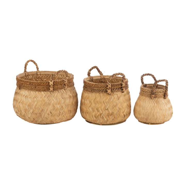 Set of three Bly natural baskets in small, medium, and large sizes