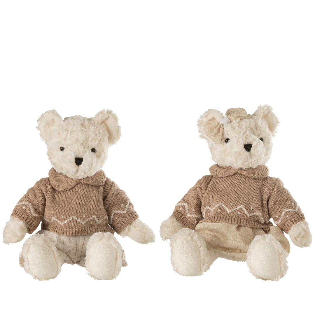 Bonnie & Clyde Bears Figure in size L, featuring cream plush bear with beige outfit.