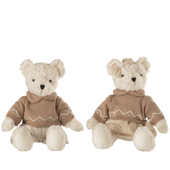 Bonnie & Clyde Bears Figure in size L, featuring cream plush bear with beige outfit.