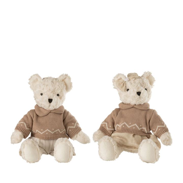 Bonnie & Clyde Bears Figure in size S, featuring cream plush bear with beige outfit.