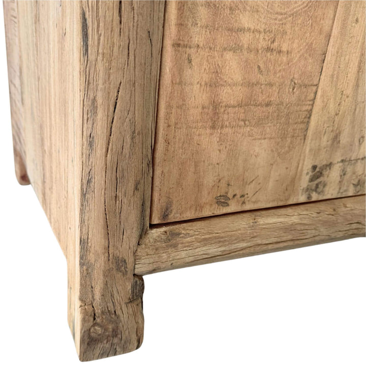 Detailed view of the Borgo Teak Buffet cabinet legs.