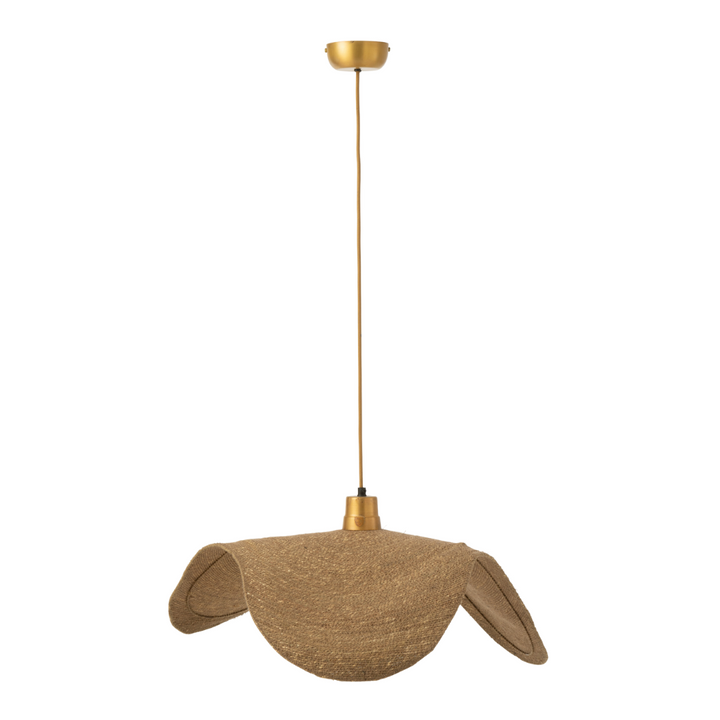 Boucan ceiling jute lamp in natural fibers, size large, on white background.