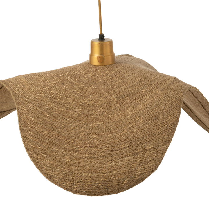 Close-up of Boucan ceiling jute lamp in natural fibers size large.