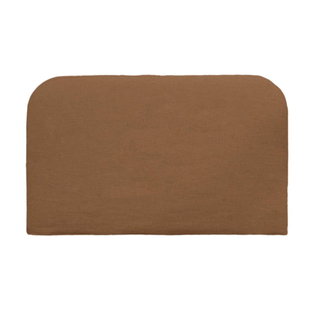 Front view of Bouclé Upholstered Headboard showing its rounded shape and soft fabric texture.