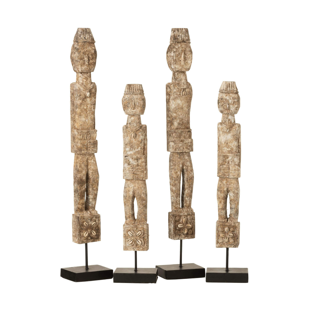 Set of Brecitos Wood Sculptures in varying sizes displayed together, handcrafted from reclaimed wood.