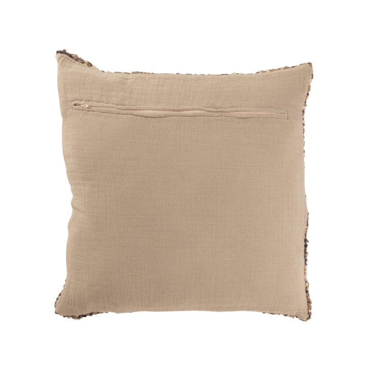 Broide Cushion back view showing smooth beige cotton-linen reverse with zipper.