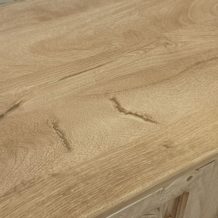 Top view showing the natural sheesham wood grain.