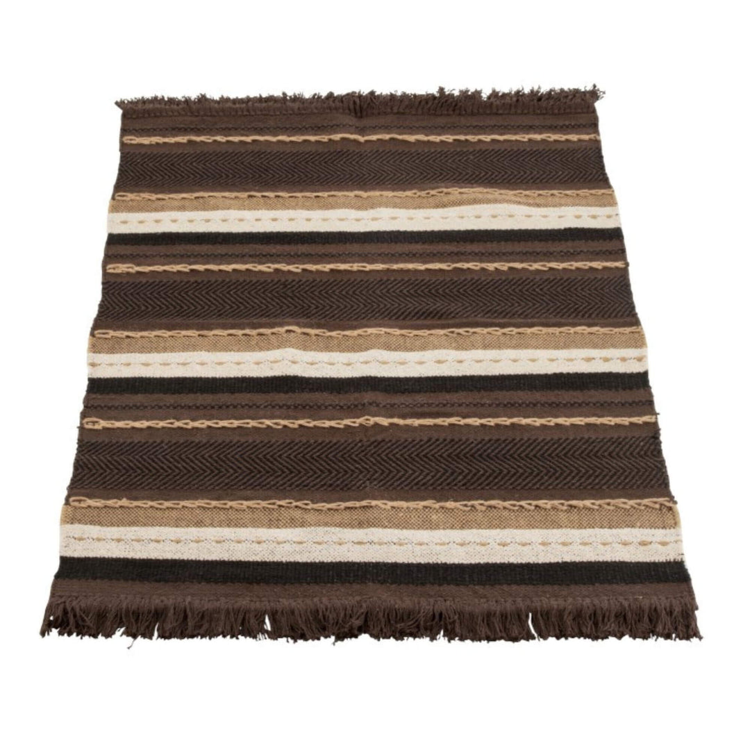 Buga cotton plaid full view displaying rectangular shape and natural textured weave.