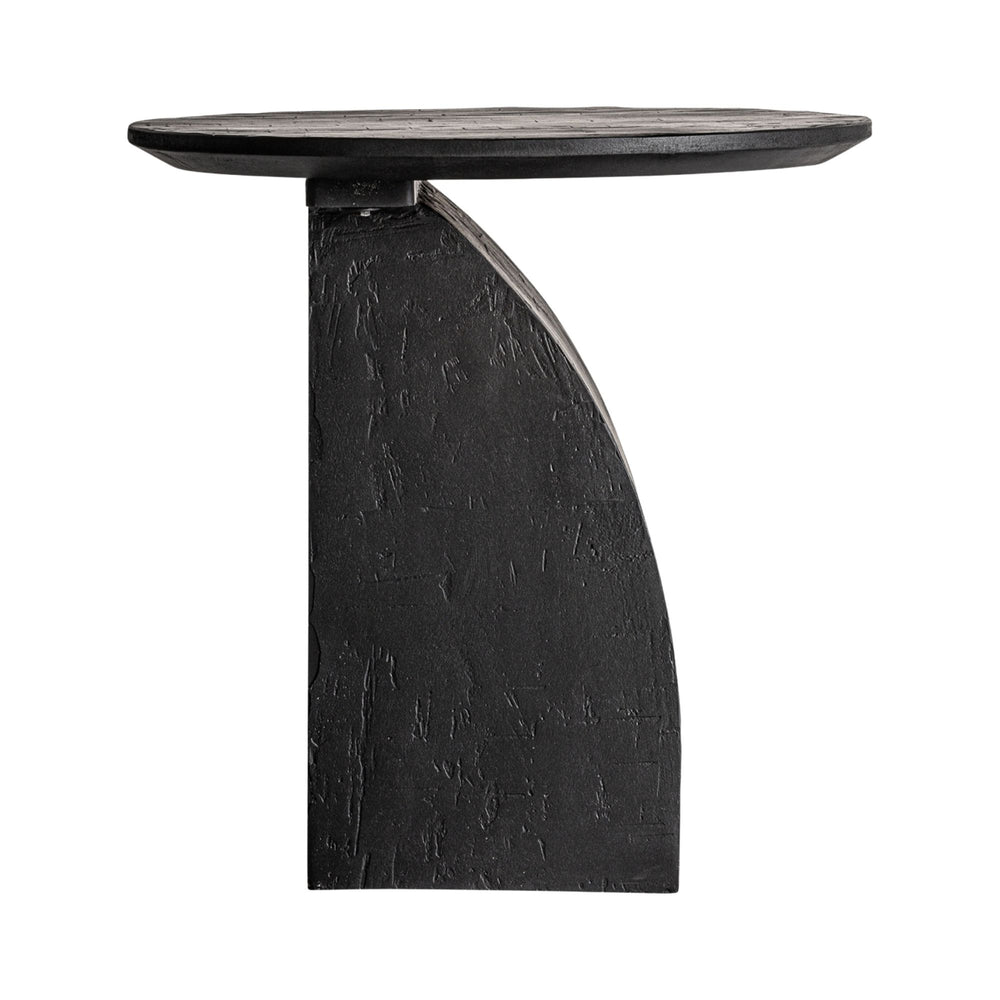 Side profile of the Burleigh side table highlighting its bold architectural silhouette.