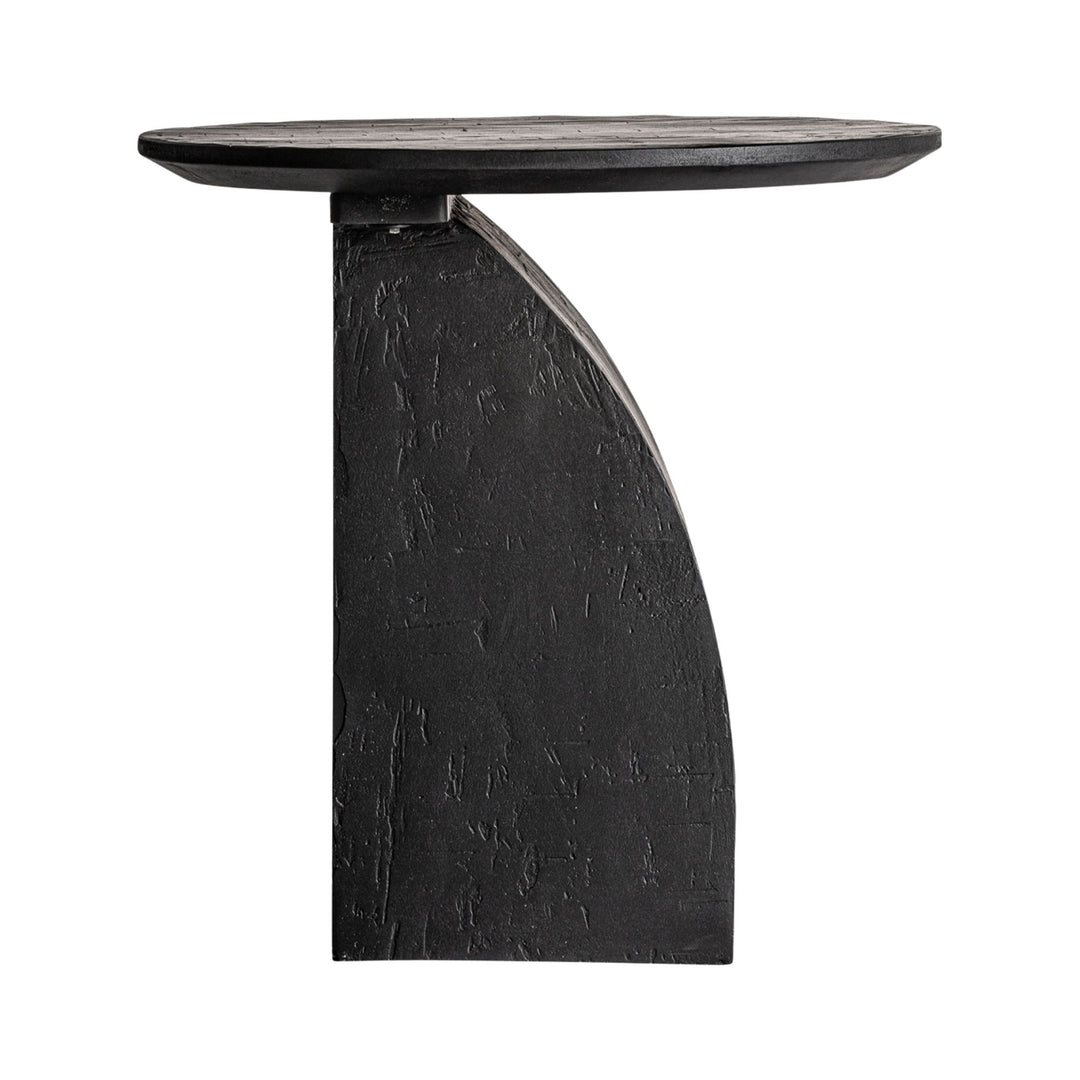 Side profile of the Burleigh side table highlighting its bold architectural silhouette.