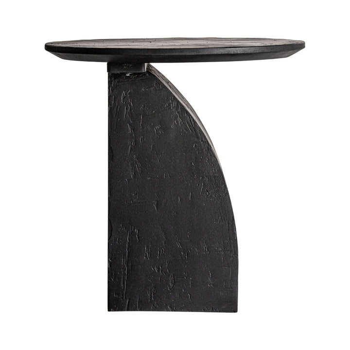 Side profile of the Burleigh side table highlighting its bold architectural silhouette.
