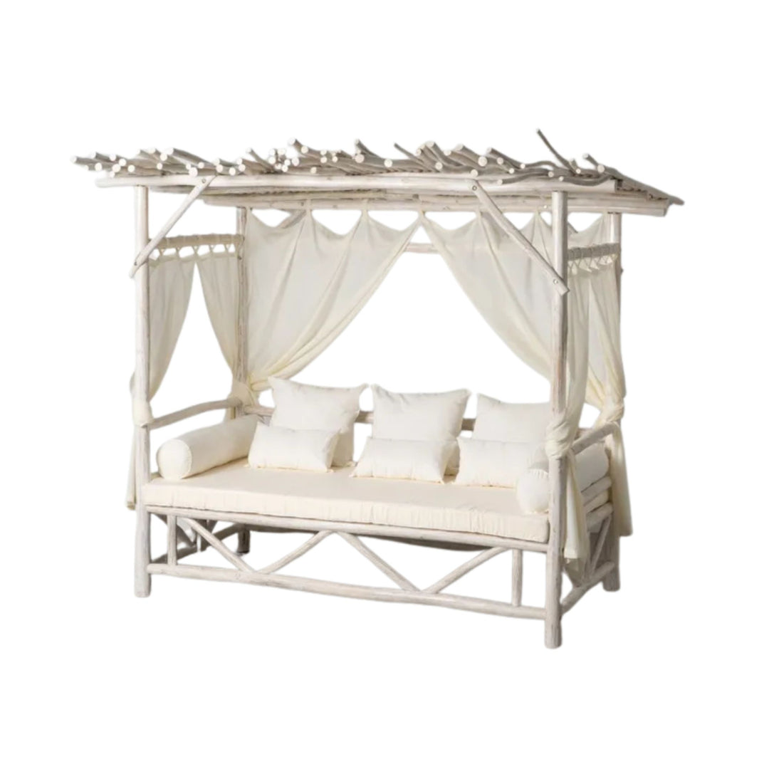 Cahya Balinese teak daybed side view showing full structure